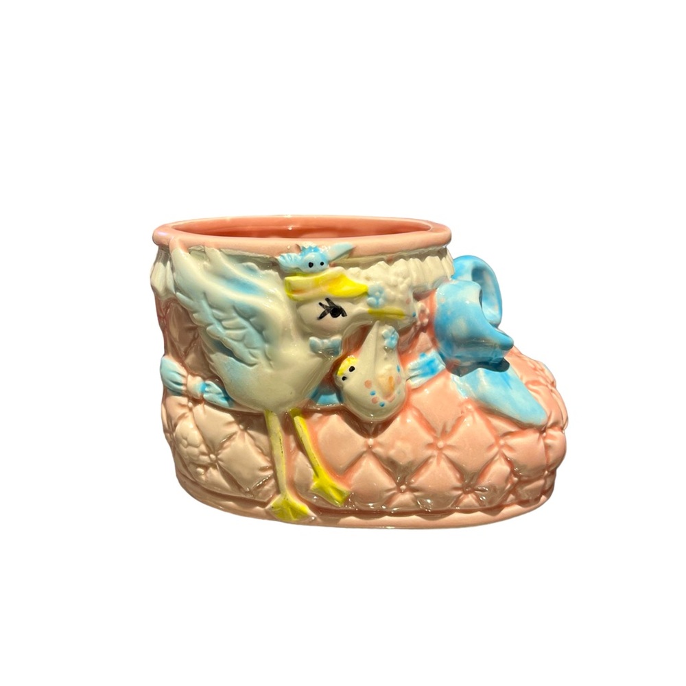 Vintage Ruben’s Originals Japan Nursery Baby Planter Booties/stork Pink Blue